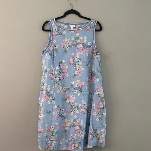 J. Jill Watercolor Light Blue Floral Linen Dress - Picture 2 of 10